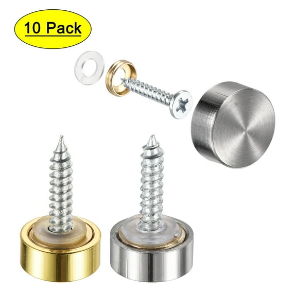 Uxcell 12mm Mirror Screws Silver Gold Tone Polishing Brass 1 Set(12 Pack)