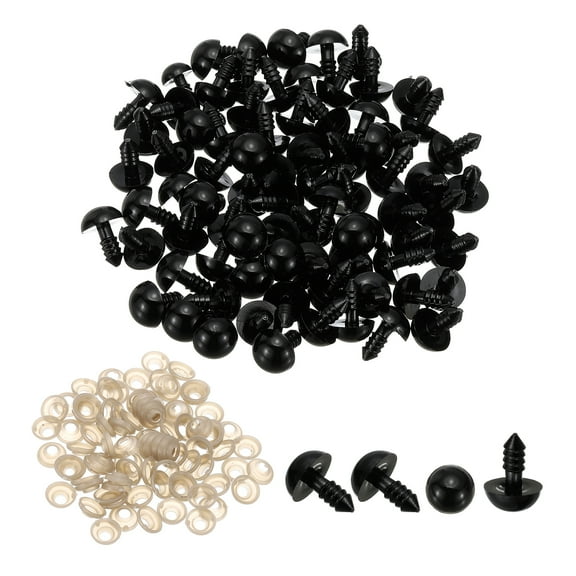 Uxcell Safety Eyes, Plastic Craft Eyes with Washers for Dolls Black 12mm