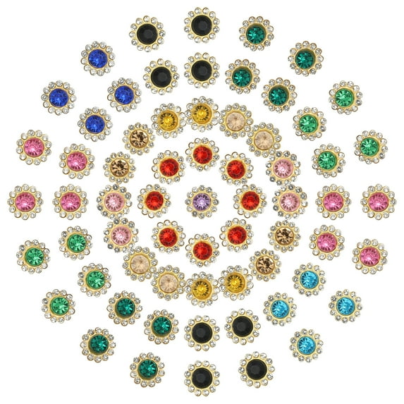 12mm Sunflower Diamond Sew on Rhinestones, 150 Pcs Rhinestone Sequin Embellishments Crystal Glass Metal Base for Bedazzling, 10 Color