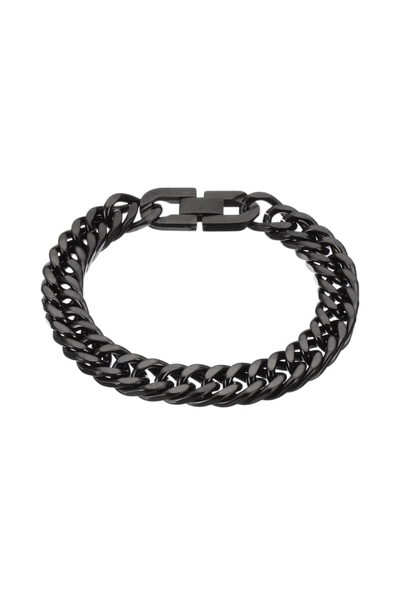 12mm Width Cuban Link Chain Bracelets, 19cm Length Stainless Steel Curb Wrist Chain Bracelet for Men Women Valentine's Day Father's Day Gifts, Black