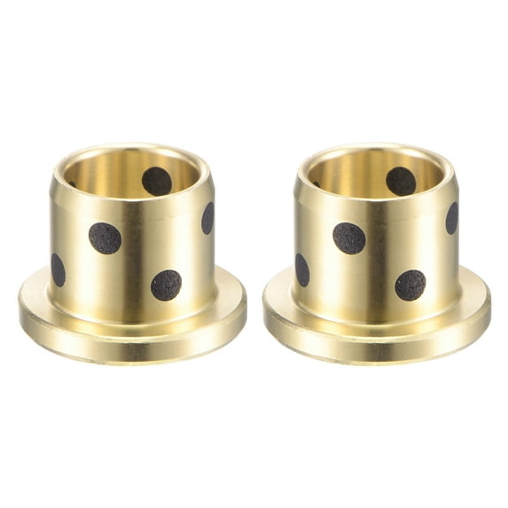 Uxcell 12mm x 15mm x 15mm Flanged Sleeve Bearings Wrapped Oilless Bushings Brass 2 Pack