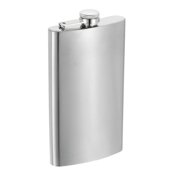 Uxcell 12oz Stainless Steel Hip Flask for Camping Hiking Outdoor Activity, Silver