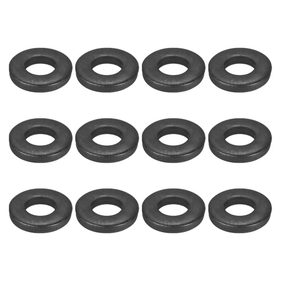 Uxcell 12pcs 1/2" Black Flat Washer for M12 Screw, Steel Metal Washers 12mm ID 26mm OD 5mm l for Industrial, Screws Bolts