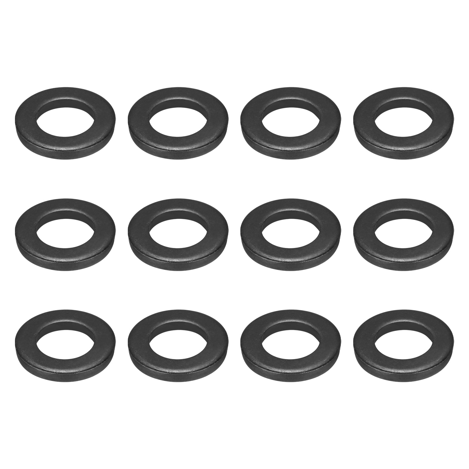 Uxcell 12pcs 1" Black Flat Washer for M24 Screw, Steel Metal Washers 24mm ID 43mm OD 6mm l for Industrial, Screws Bolts