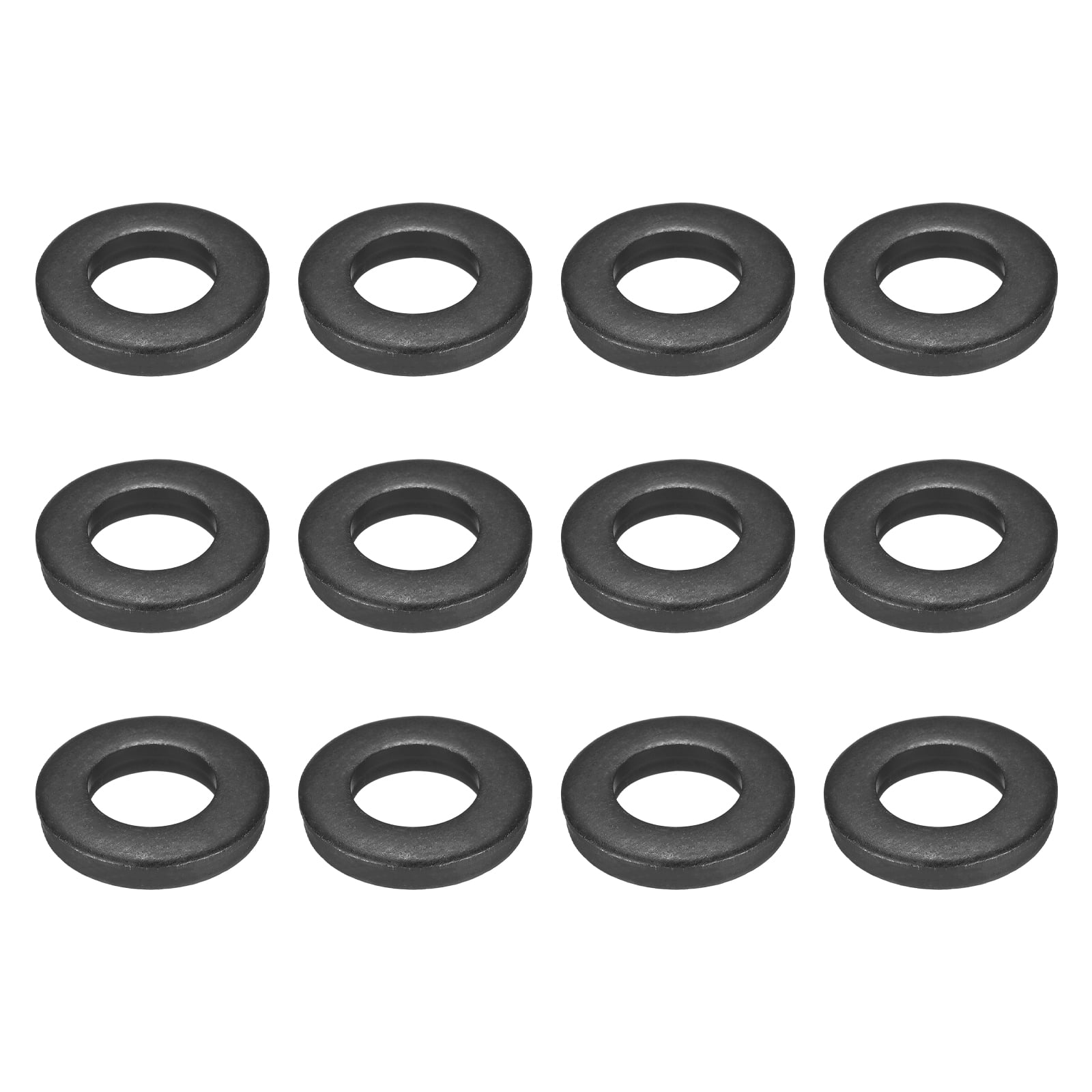 Uxcell 12pcs 1" Black Flat Washer for M24 Screw, Steel Metal Washers 24mm ID 45mm OD 8mm l for Industrial, Screws Bolts