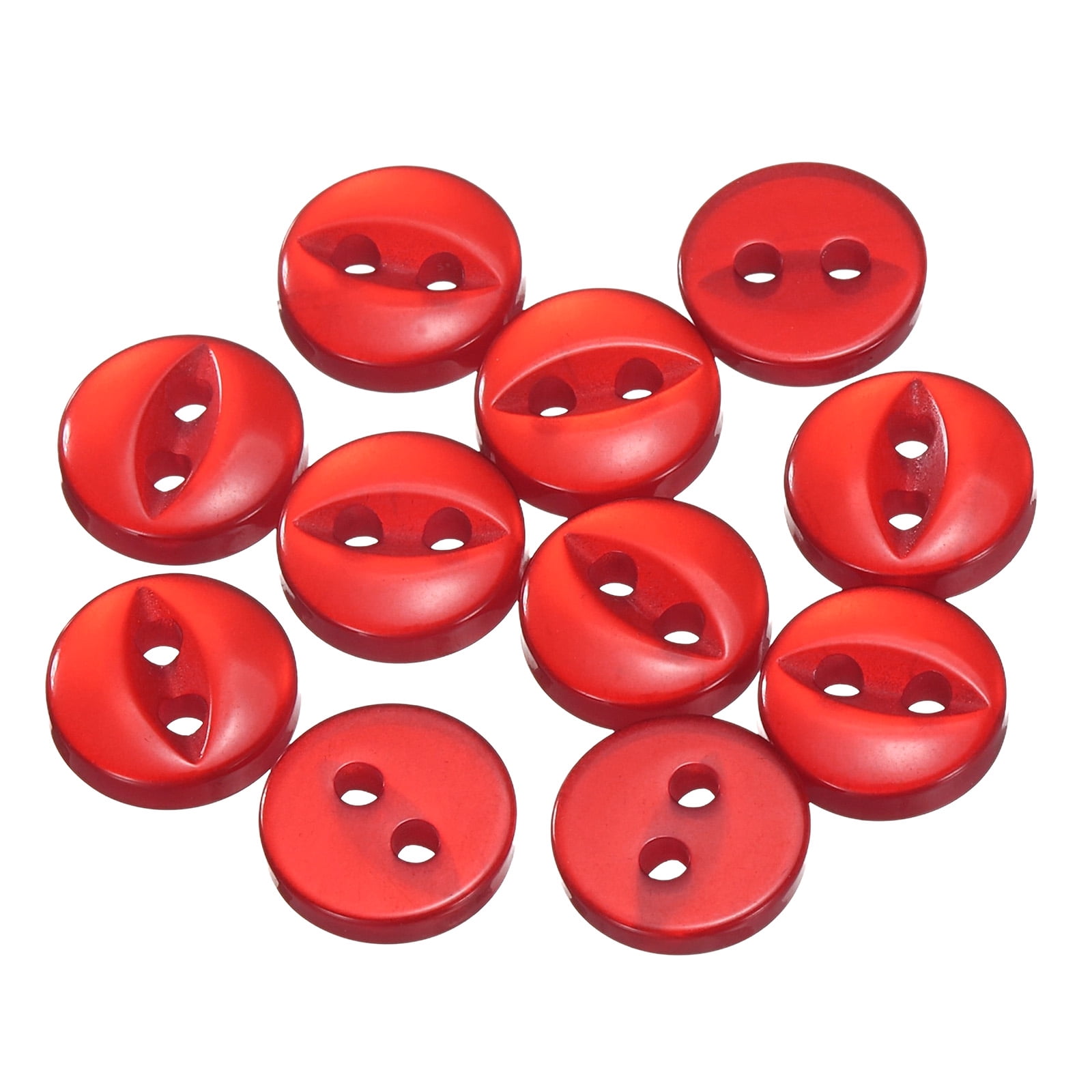 Uxcell 12pcs 14L Red Round Sewing Buttons 9mm 11/32" Resin 2-Hole Fish ...