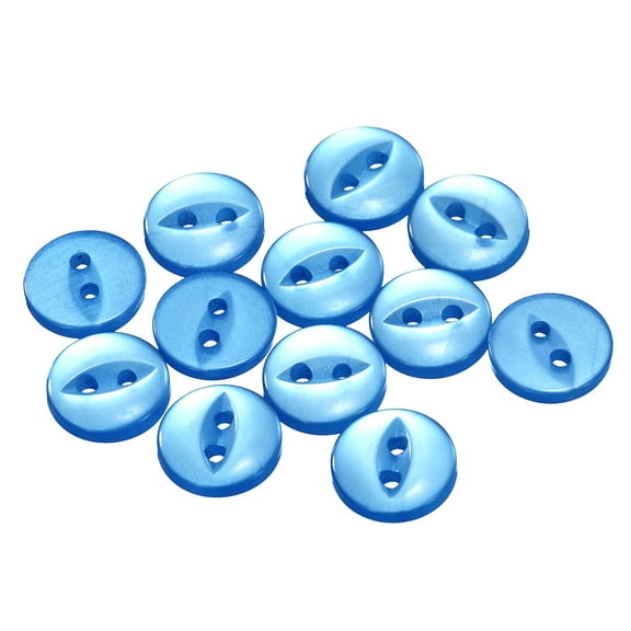 Uxcell 12pcs 16L Sapphire Blue Round Sewing Buttons 10mm 3/8" Resin 2-Hole Fish Eye Craft Replacement Button for Craft Decoration Pants Dress Skirt Clothing Fastener Buttons