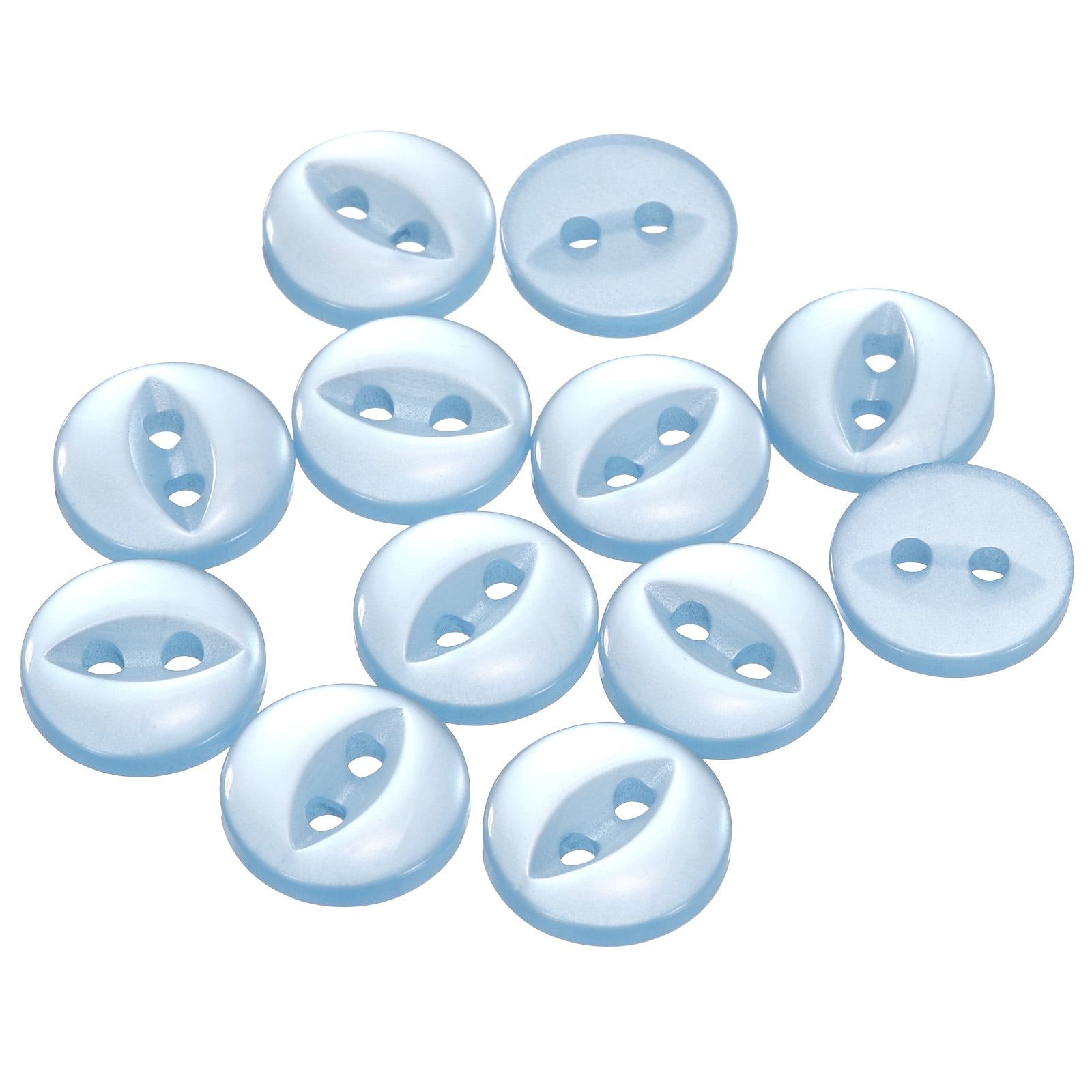 Uxcell 12pcs 18L Light Blue Round Sewing Buttons 11.5mm 15/32" Resin 2 ...