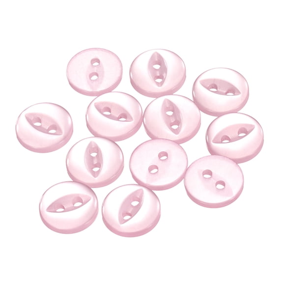 Uxcell 12pcs 18L Pink Round Sewing Buttons 11.5mm 15/32" Resin 2-Hole Fish Eye Craft Replacement Button for Craft Decoration Pants Dress Skirt Clothing Fastener Buttons