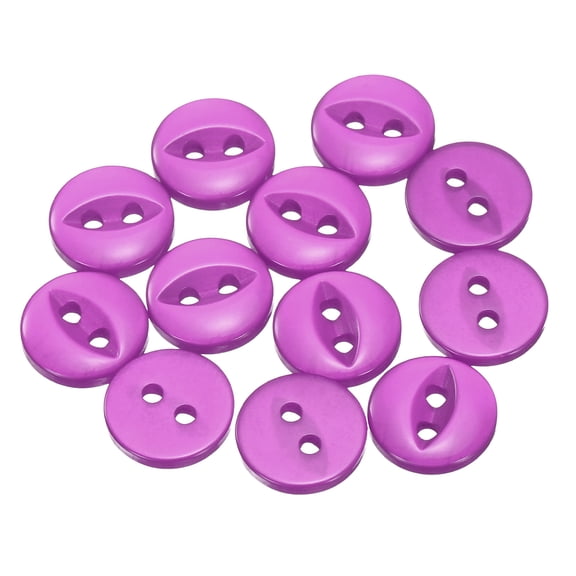 Uxcell 12pcs 18L Purple Round Sewing Buttons 11.5mm 15/32" Resin 2-Hole Fish Eye Craft Replacement Button for Craft Decoration Pants Dress Skirt Clothing Fastener Buttons