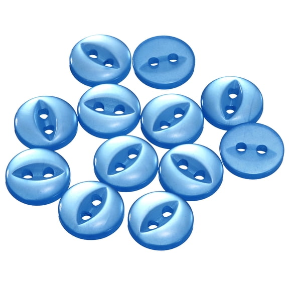 Uxcell 12pcs 18L Sapphire Blue Round Sewing Buttons 11.5mm 15/32" Resin 2-Hole Fish Eye Craft Replacement Button for Craft Decoration Pants Dress Skirt Clothing Fastener Buttons