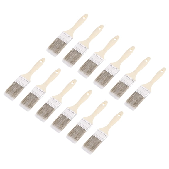 Uxcell 12pcs 2" Paint Brushes Flat Brush PET Synthetic Bristle with Wood Handle, Gray
