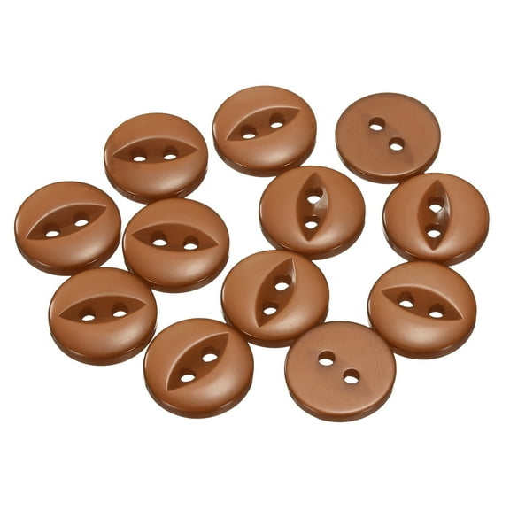 Uxcell 12pcs 20L Brown Round Sewing Buttons 12.5mm 1/2" Resin 2-Hole Fish Eye Craft Replacement Button for Craft Decoration Pants Dress Skirt Clothing Fastener Buttons