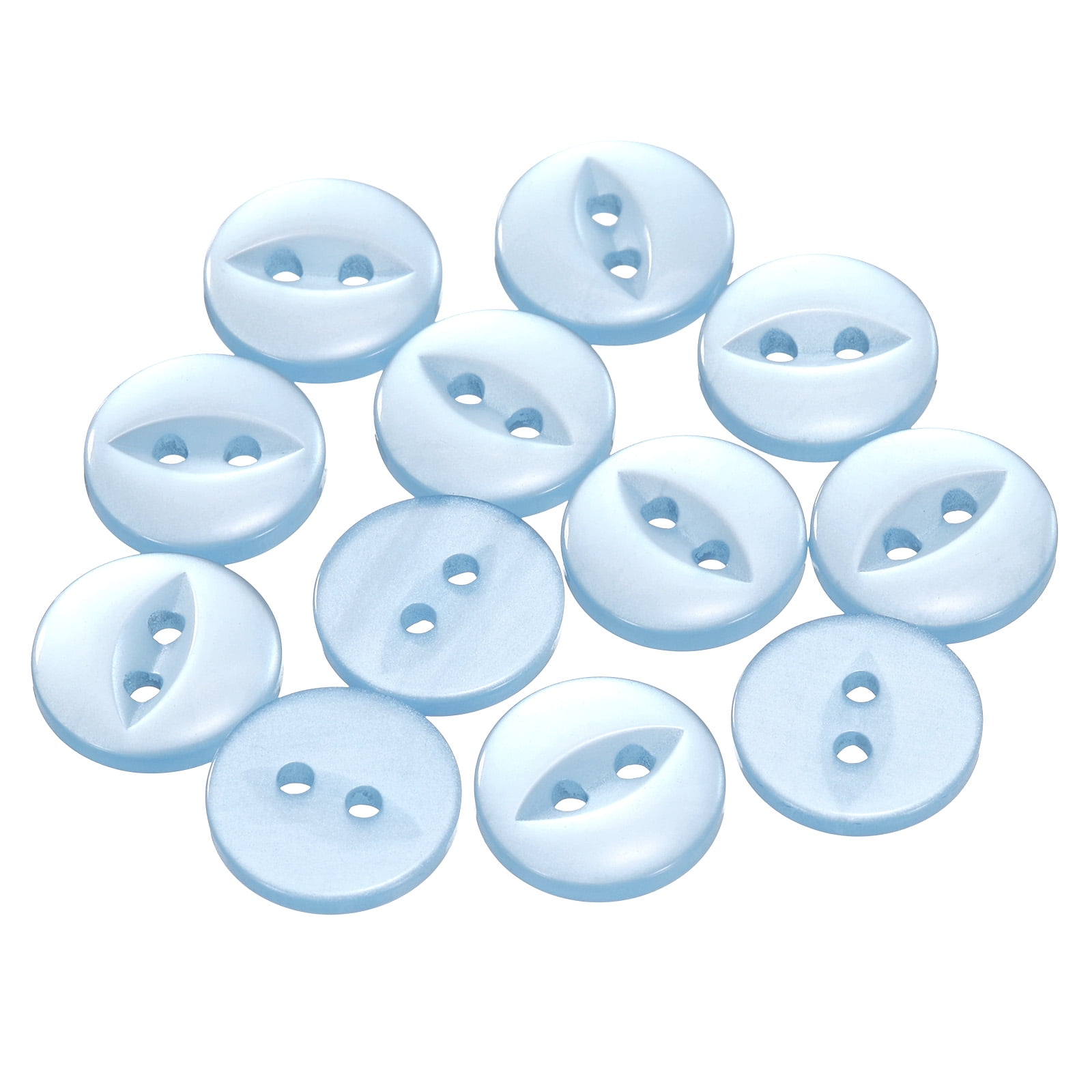 Uxcell 12pcs 20L Light Blue Round Sewing Buttons 12.5mm 1/2" Resin 2 ...