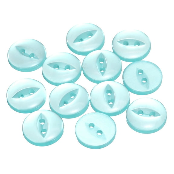 Uxcell 12pcs 24L Lake Blue Round Sewing Buttons 15mm 5/8" Resin 2-Hole Fish Eye Craft Replacement Button for Craft Decoration Pants Dress Skirt Clothing Fastener Buttons