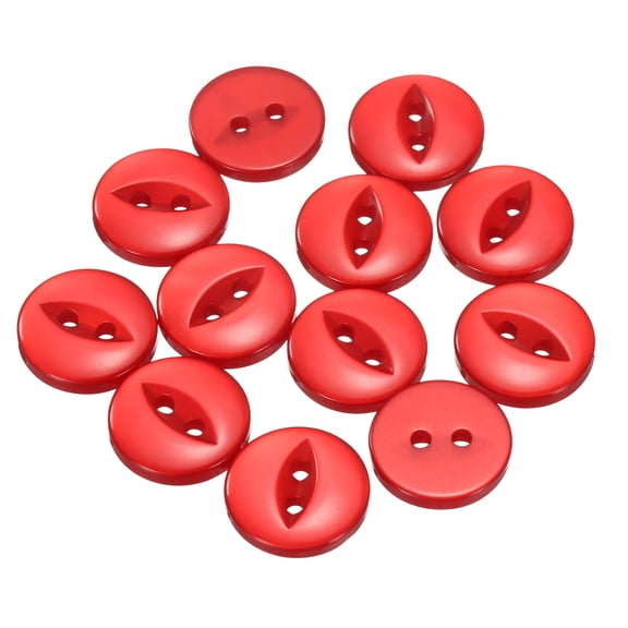 Uxcell 12pcs 24L Red Round Sewing Buttons 15mm 5/8" Resin 2-Hole Fish Eye Craft Replacement Button for Craft Decoration Pants Dress Skirt Clothing Fastener Buttons