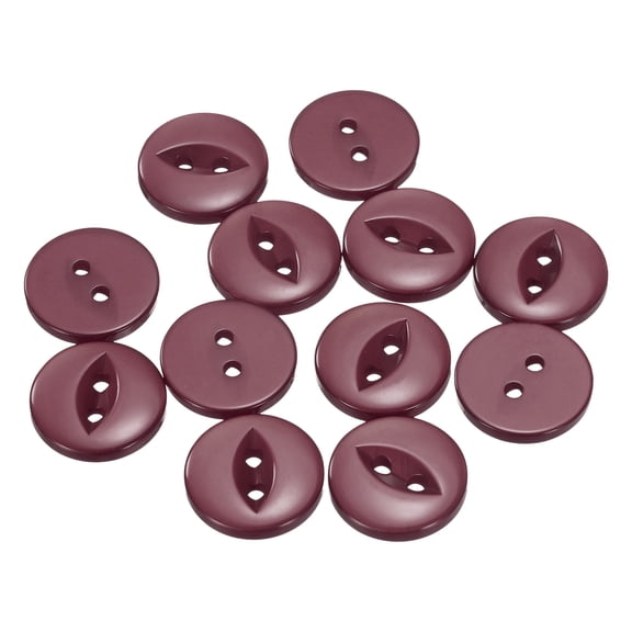 Uxcell 12pcs 28L Dark Red Round Sewing Buttons 18mm 11/16" Resin 2-Hole Fish Eye Craft Replacement Button for Craft Decoration Pants Dress Skirt Clothing Fastener Buttons