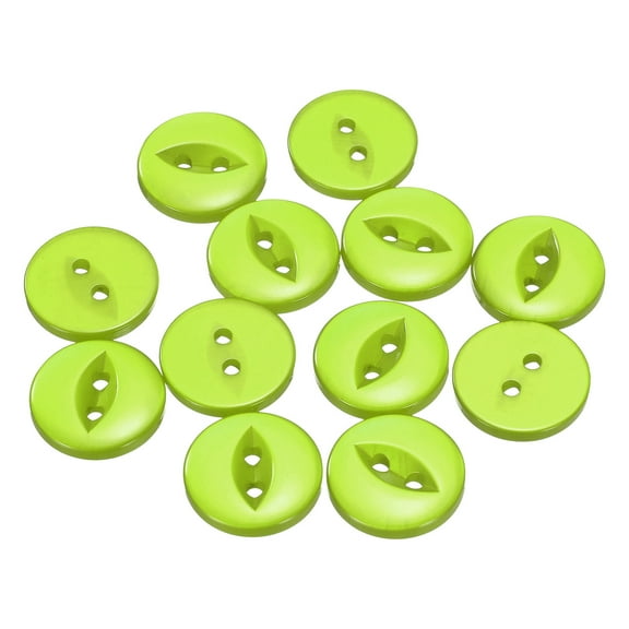 Uxcell 12pcs 28L Green Round Sewing Buttons 18mm 11/16" Resin 2-Hole Fish Eye Craft Replacement Button for Craft Decoration Pants Dress Skirt Clothing Fastener Buttons
