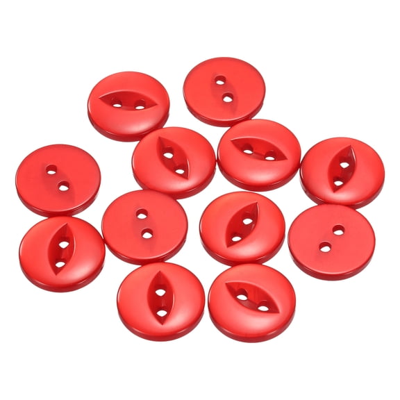 Uxcell 12pcs 28L Red Round Sewing Buttons 18mm 11/16" Resin 2-Hole Fish Eye Craft Replacement Button for Craft Decoration Pants Dress Skirt Clothing Fastener Buttons