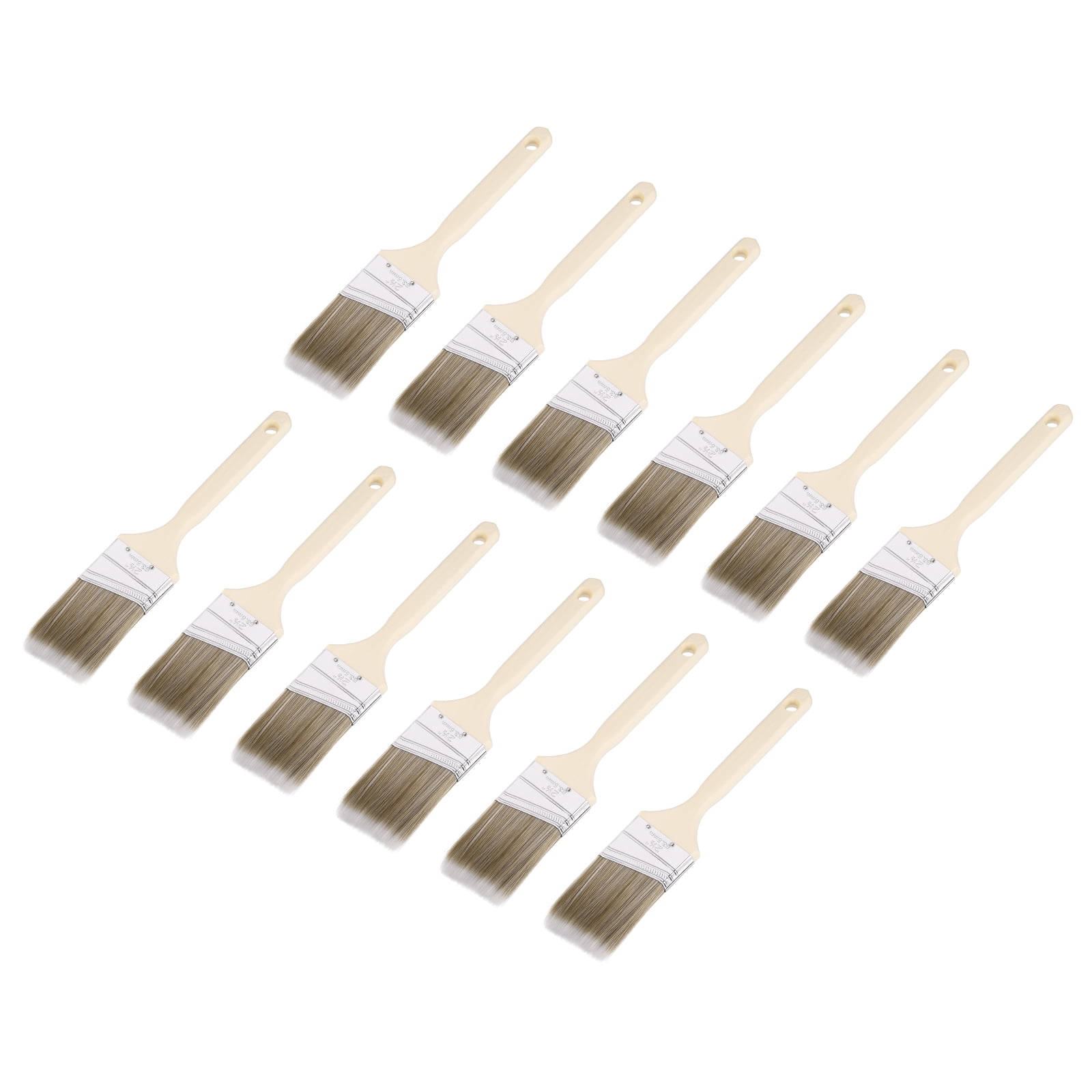 Uxcell 12pcs 3" Paint Brushes Angle Brush Synthetic Bristle with Wood Handle, Gray