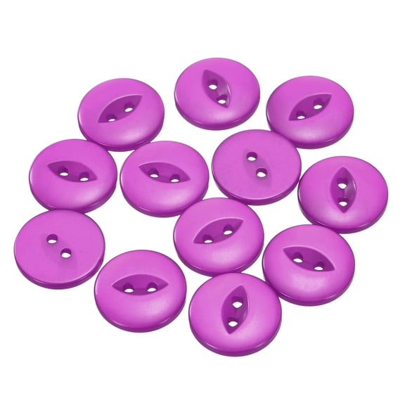 Uxcell 12pcs 32L Purple Round Sewing Buttons 20mm 4/5" Resin 2-Hole Fish Eye Craft Replacement Button for Craft Decoration Pants Dress Skirt Clothing Fastener Buttons