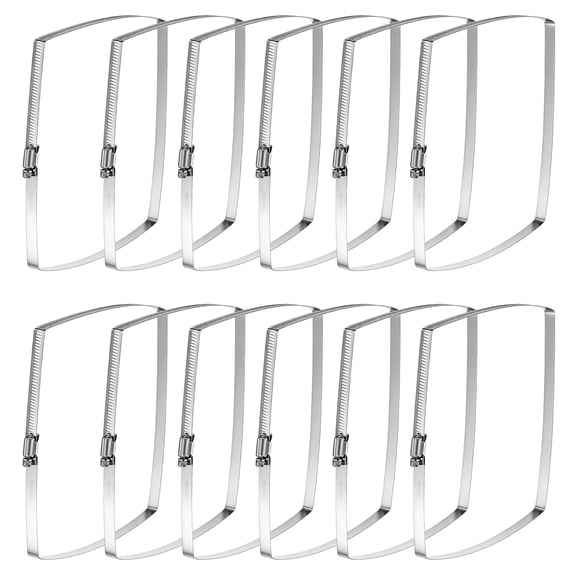 Uxcell 12pcs 8" x 8" Rectangular Hose Clamps 304 Stainless Steel Square Duct Pipe Hose Clamp Adjustable for Ducting Securing Hose Cable and Bridge Project Application