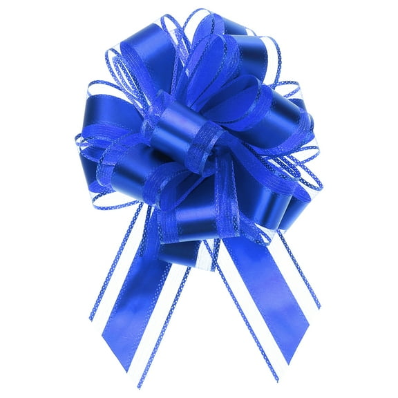 12pcs 8" Extra Large Pull Bow Metallic Gift Wrapping Bows Ribbon Organza Sapphire Blue for Wedding Baskets Presents