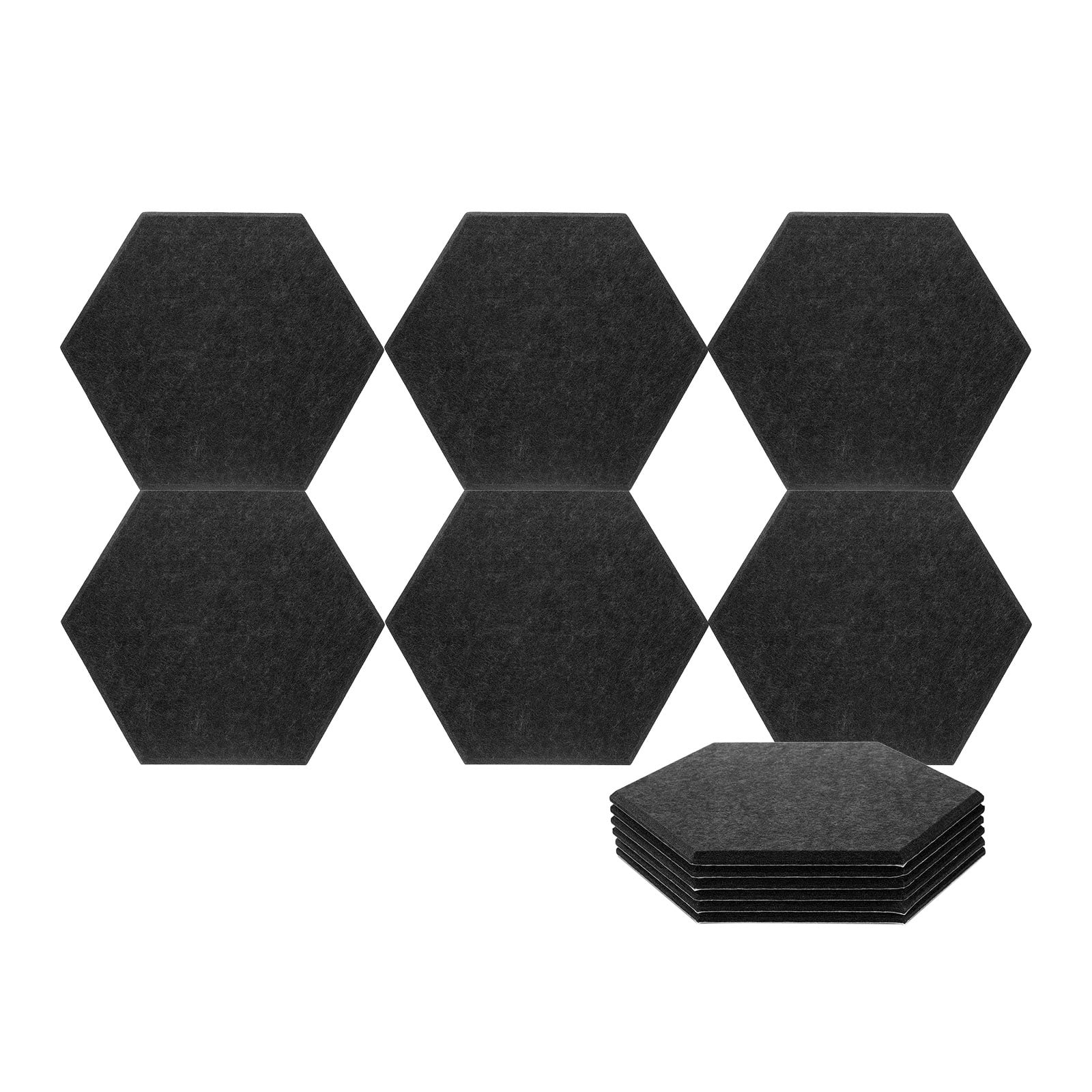 Uxcell 12pcs Acoustic Panels 10.2" x 11.8" x 0.3" Hexagon Self Adhesive Sound Proof Wall Panels High Density Sound Deadening Foam Panel for Home Office Recording Room Studio, Black