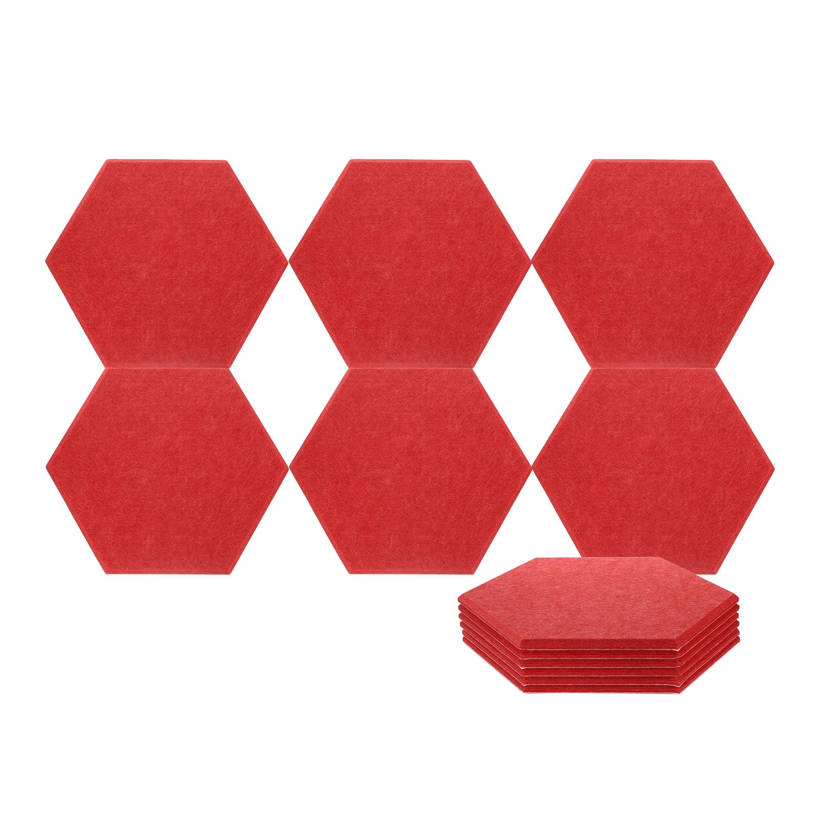 Uxcell 12pcs Acoustic Panels 10.2" x 11.8" x 0.3" Hexagon Self Adhesive Sound Proof Wall Panels High Density Sound Deadening Foam Panel for Home Office Recording Room Studio, Red