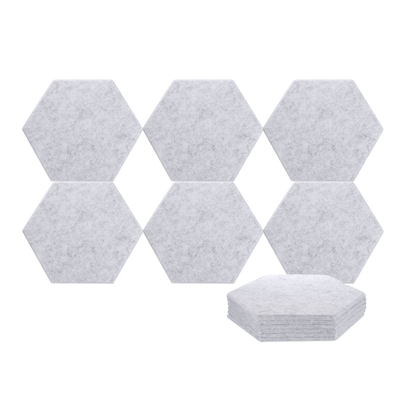 Uxcell 12pcs Acoustic Panels 10.2" x 11.8" x 0.3" Hexagon Self Adhesive Sound Proof Wall Panels High Density Sound Deadening Foam Panel for Home Office Recording Room Studio, Light Grey