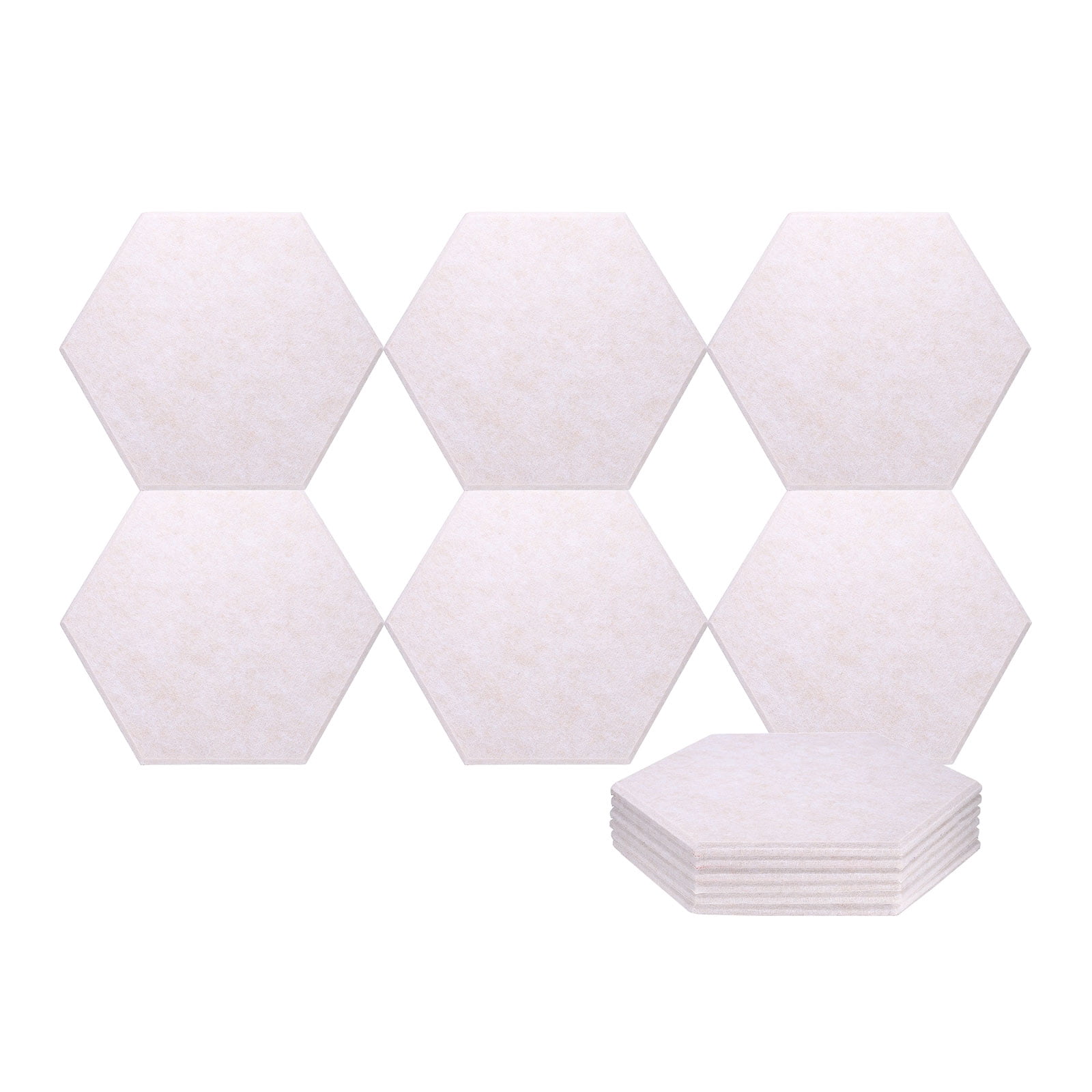 Uxcell 12pcs Acoustic Panels 10.2" x 11.8" x 0.3" Hexagon Self Adhesive Sound Proof Wall Panels High Density Sound Deadening Foam Panel for Home Office Recording Room Studio, Beige