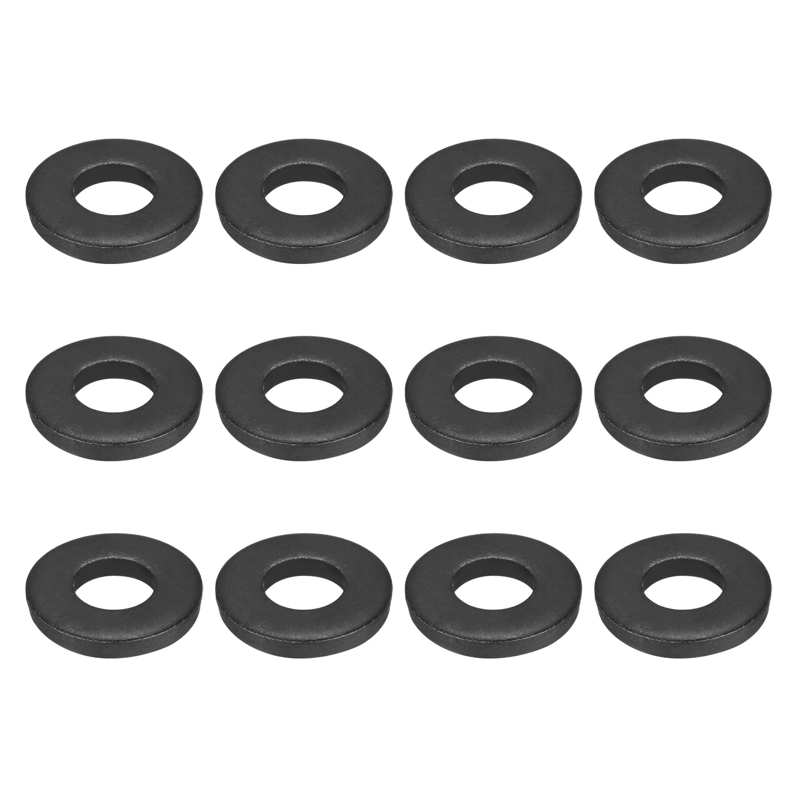 Uxcell 12pcs Black Flat Washer for M18 Screw, Steel Metal Washers 18mm ID 40mm OD 6mm l for Industrial, Screws Bolts