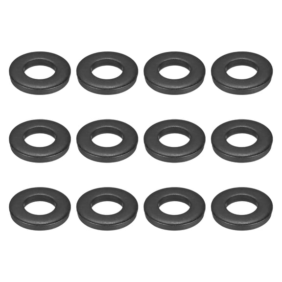 Uxcell 12pcs Black Flat Washer for M20 Screw, Steel Metal Washers 20mm ID 40mm OD 6mm l for Industrial, Screws Bolts