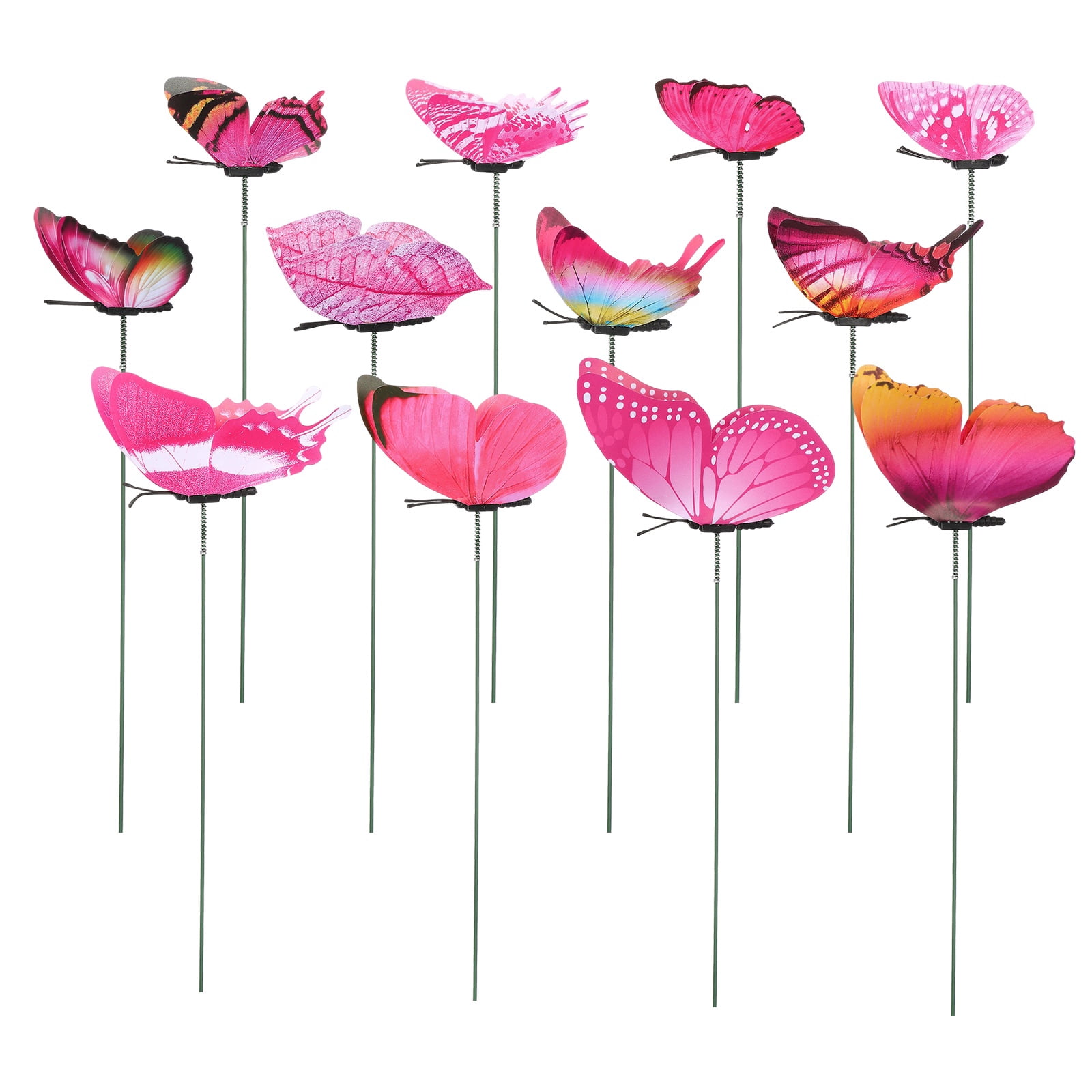 Uxcell 12pcs Butterfly Stakes, 4 Sizes Butterfly Garden Decoration