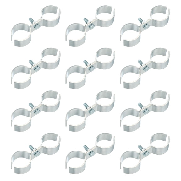 Uxcell 12pcs Chain Link Fence Panel Clamps 11/8" Galvanized Dog Kennel Clamps Fence Connector Temporary Dog Cage Hardware Parts with Bolts and Nuts for Round Pipe Panel Frame Cage