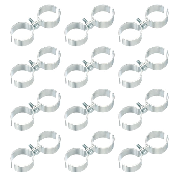 Uxcell 12pcs Chain Link Fence Panel Clamps 11/2" Galvanized Dog Kennel Clamps Fence Connector Temporary Dog Cage Hardware Parts with Bolts and Nuts for Round Pipe Panel Frame Cage