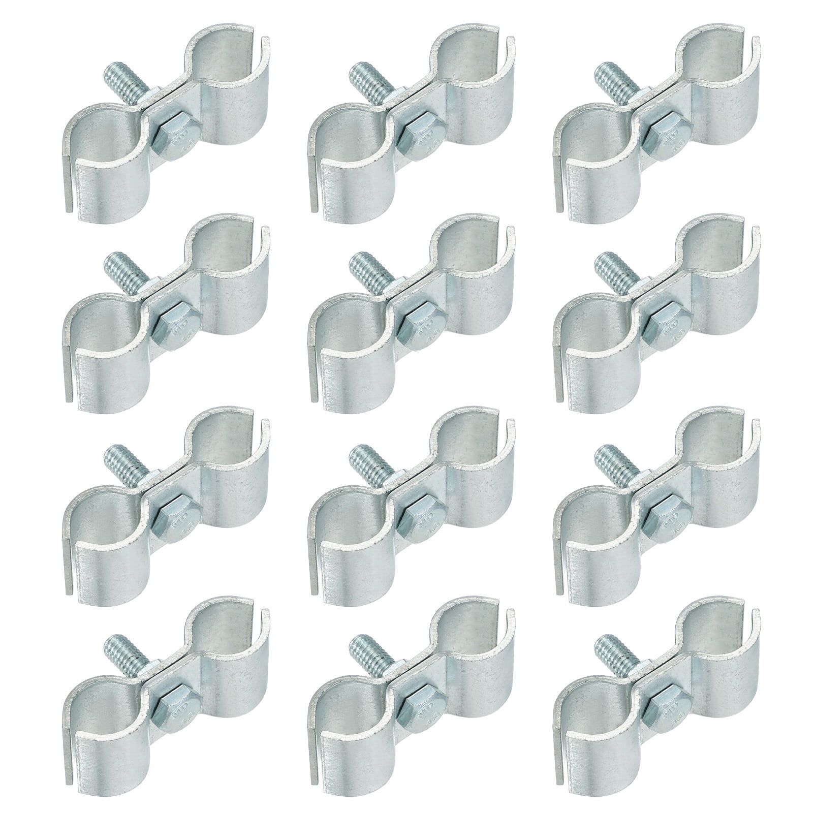 Uxcell 12pcs Chain Link Fence Panel Clamps 9/16" Galvanized Dog Kennel Clamps Fence Connector Temporary Dog Cage Hardware Parts with Bolts and Nuts for Round Pipe Panel Frame Cage