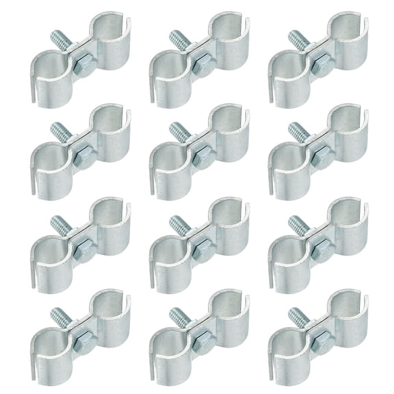 Uxcell 12pcs Chain Link Fence Panel Clamps 9/16" Galvanized Dog Kennel Clamps Fence Connector Temporary Dog Cage Hardware Parts with Bolts and Nuts for Round Pipe Panel Frame Cage