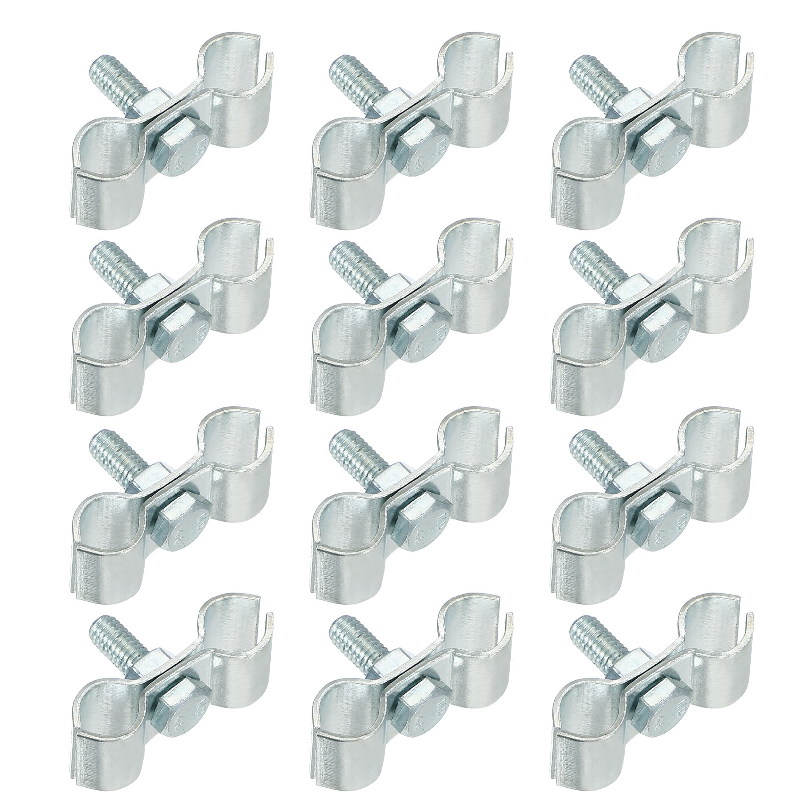 Uxcell 12Pcs Chain Link Fence Panel Clamps 3/8" Galvanized Dog Kennel Clamps Fence Connector Temporary Dog Cage Hardware Parts with Bolts and Nuts for Round Pipe Panel Frame Cage