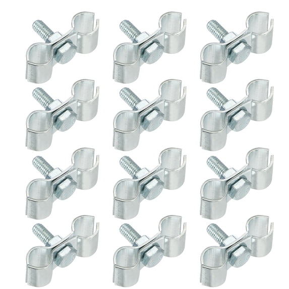 Uxcell 12Pcs Chain Link Fence Panel Clamps 3/8" Galvanized Dog Kennel Clamps Fence Connector Temporary Dog Cage Hardware Parts with Bolts and Nuts for Round Pipe Panel Frame Cage