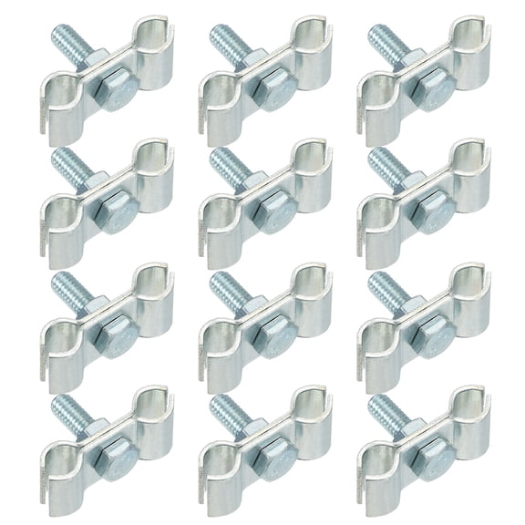 Uxcell 12pcs Chain Link Fence Panel Clamps 5/16" Galvanized Dog Kennel Clamps Fence Connector Temporary Dog Cage Hardware Parts with Bolts and Nuts for Round Pipe Panel Frame Cage