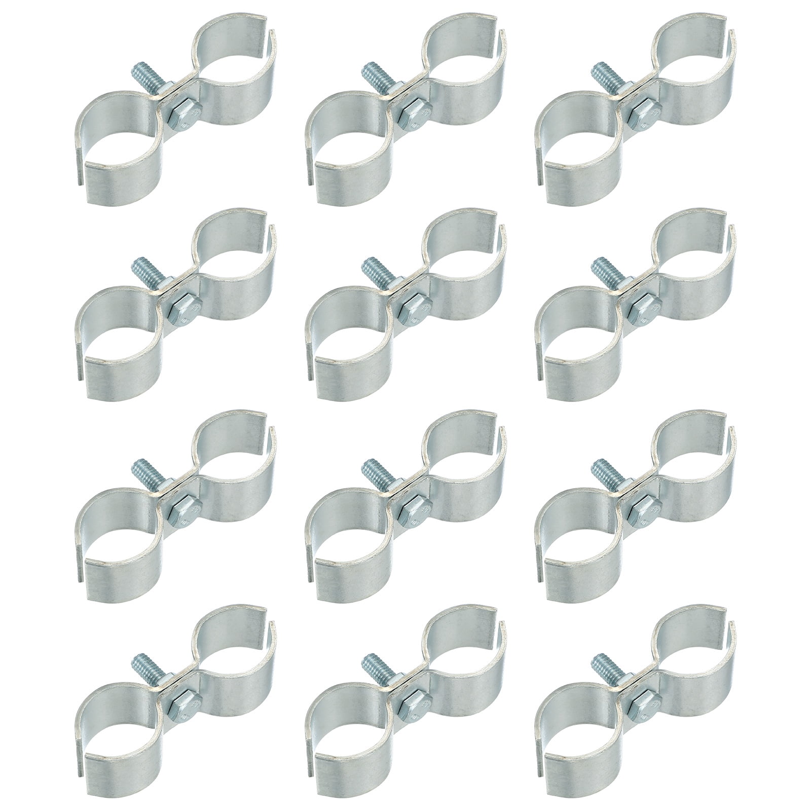Uxcell 12pcs Chain Link Fence Panel Clamps 1" Galvanized Dog Kennel Clamps Fence Connector Temporary Dog Cage Hardware Parts with Bolts and Nuts for Round Pipe Panel Frame Cage