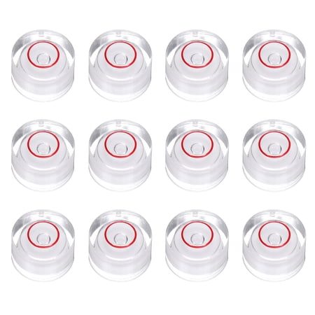 Uxcell 12pcs Circular Bubble Spirit Level 10x6mm Mini Round Bubble Spirit Level Little Measuring Layout Tools for TV Industrial Carpentry Picture Frame, White/Red