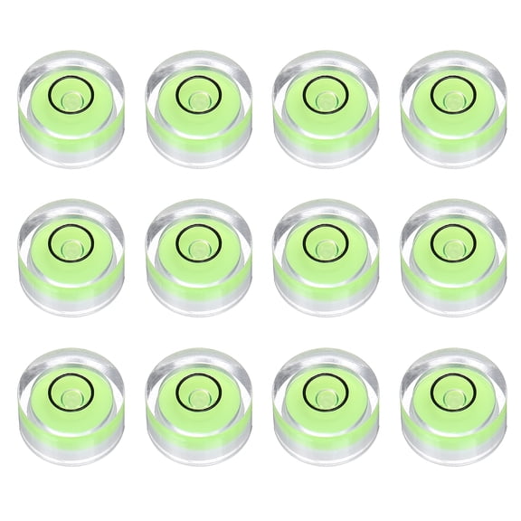 Uxcell 12pcs Circular Bubble Spirit Level 12x6mm Mini Round Bubble Spirit Level Little Measuring Layout Tools for TV Industrial Carpentry Picture Frame, Green/Black