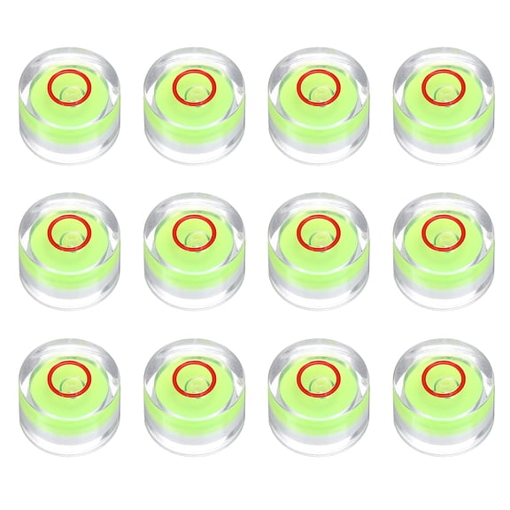 Uxcell 12pcs Circular Bubble Spirit Level 12x7.5mm Mini Round Bubble Spirit Level Little Measuring Layout Tools for TV Industrial Carpentry Picture Frame, Green/Red