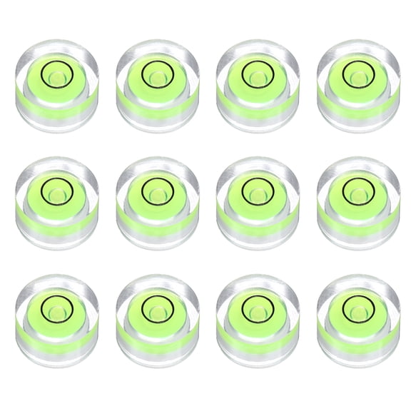 Uxcell 12pcs Circular Bubble Spirit Level 13x7mm Mini Round Bubble Spirit Level Little Measuring Layout Tools for TV Industrial Carpentry Picture Frame, Green/Black