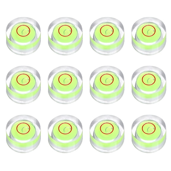 Uxcell 12pcs Circular Bubble Spirit Level 13x7mm Mini Round Bubble Spirit Level Little Measuring Layout Tools for TV Industrial Carpentry Picture Frame, Green/Red
