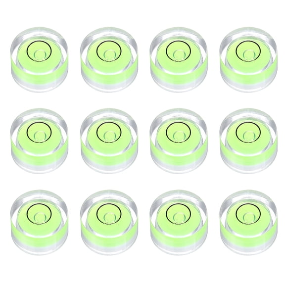 Uxcell 12pcs Circular Bubble Spirit Level 14x8mm Mini Round Bubble Spirit Level Little Measuring Layout Tools for TV Industrial Carpentry Picture Frame, Green/Black