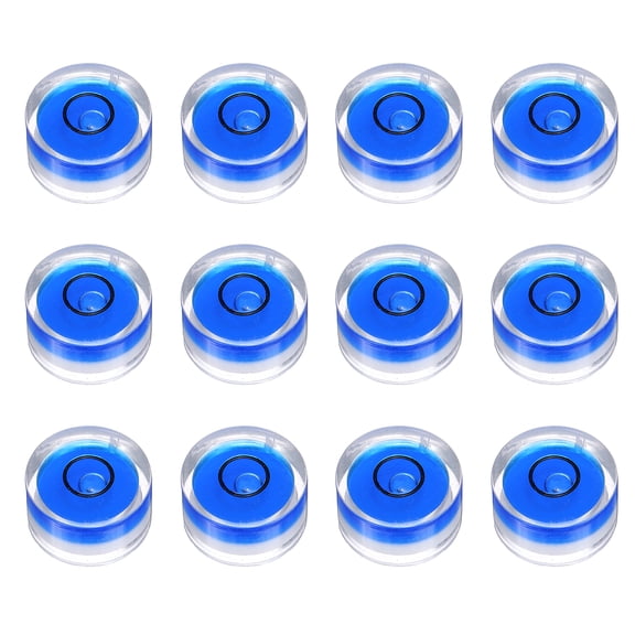 Uxcell 12pcs Circular Bubble Spirit Level 15x8mm Mini Round Bubble Spirit Level Little Measuring Layout Tools for TV Industrial Carpentry Picture Frame, Blue/Black