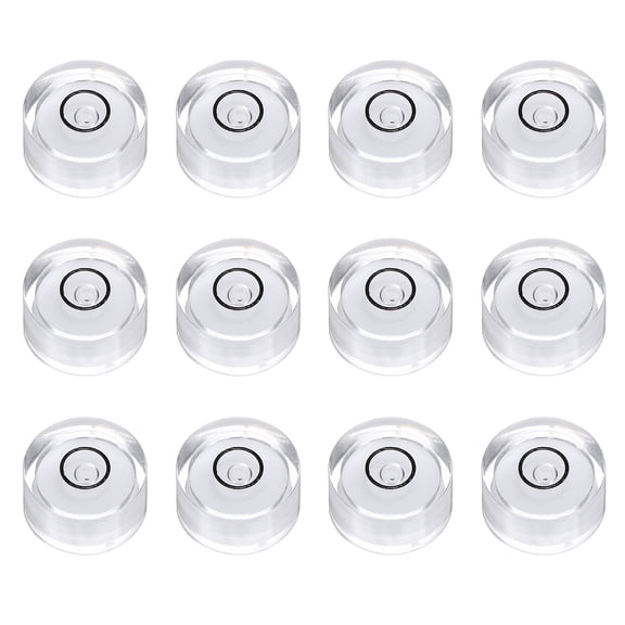 Uxcell 12pcs Circular Bubble Spirit Level 15x8mm Mini Round Bubble Spirit Level Little Measuring Layout Tools for TV Industrial Carpentry Picture Frame, White/Black